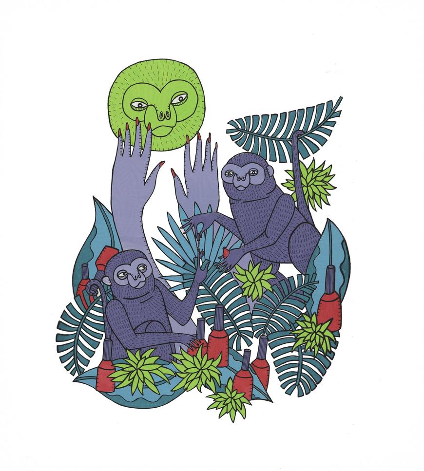 <i>Monkey Manicure</i> </br> screen print, 2015